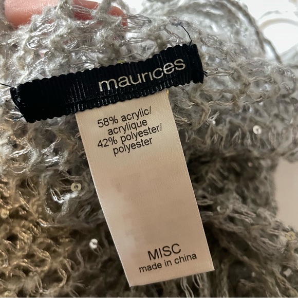 Maurices Grey Layered Crochet Scarf Gray Sparkle Maurice’s - Picture 5 of 6